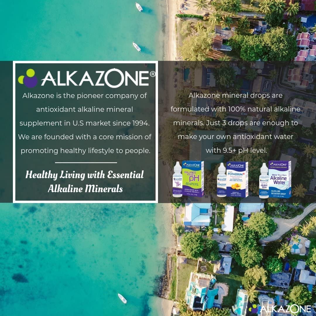 AlkaZone packaging and bottles on a tidy countertop
