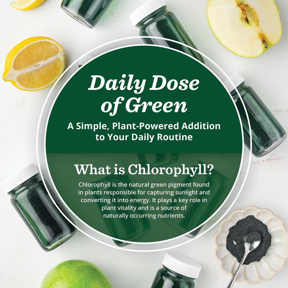 All About Juicing chlorophyll shot enhances a busy morning routine.