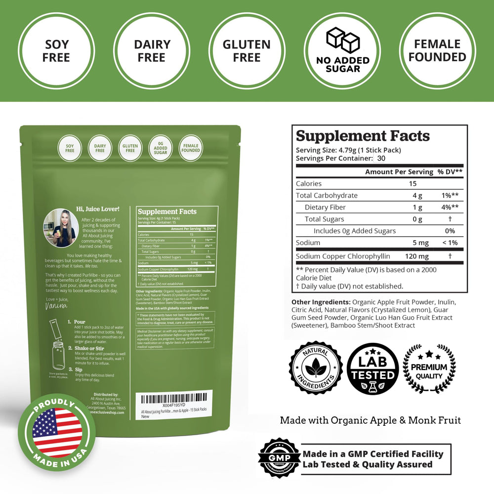 All About Juicing chlorophyll shot ready-to-drink bottle for convenient use