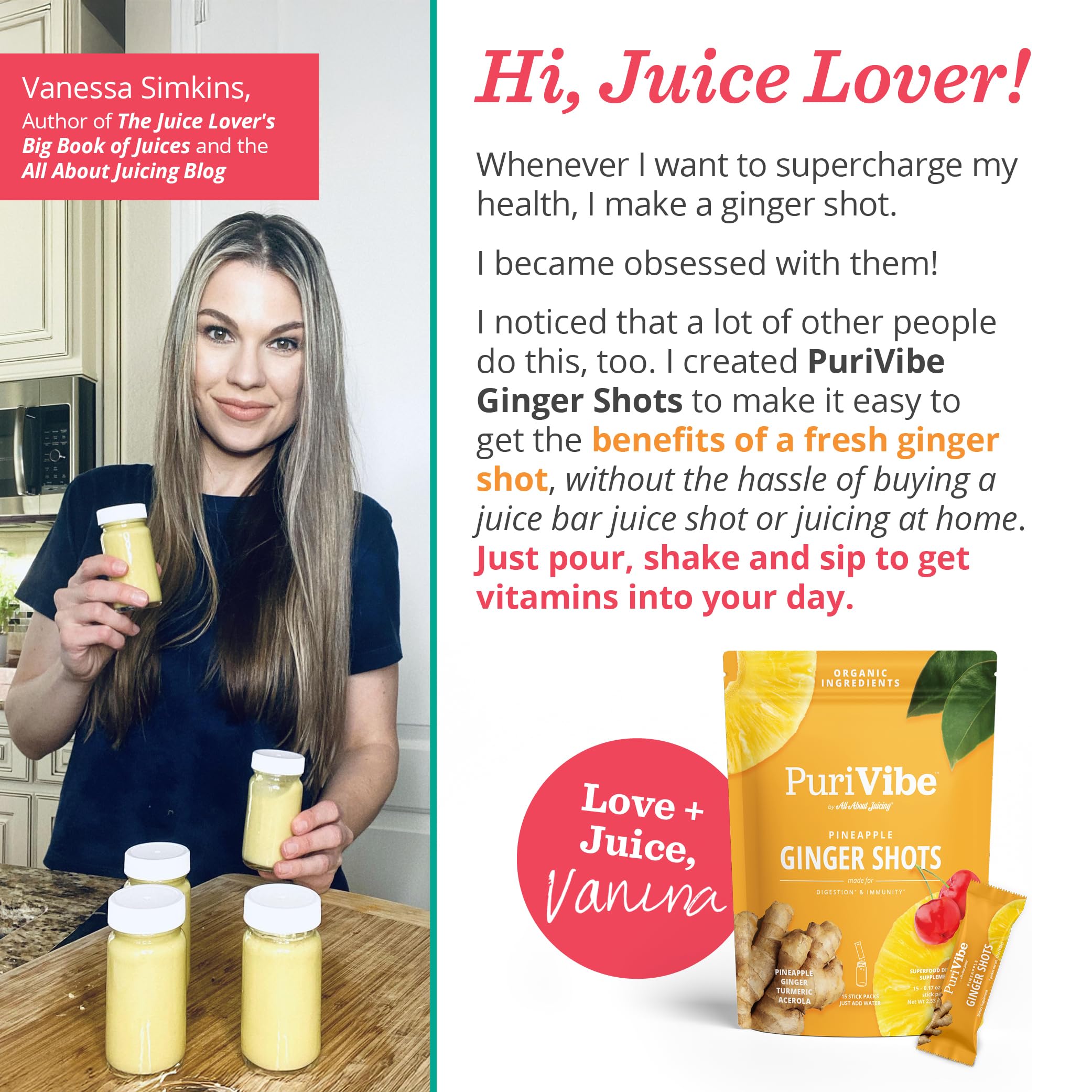 All About Juicing turmeric-ginger-pineapple stick pack supports gut comfort.