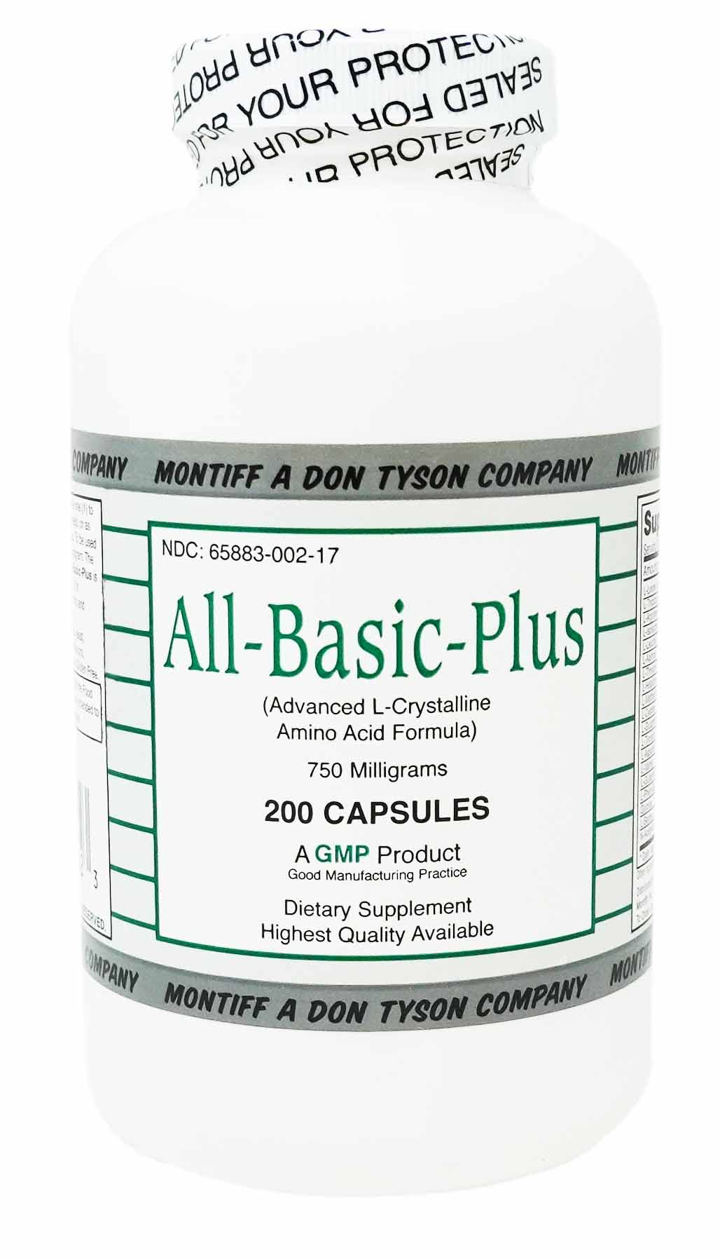 All Basic Plus bottle top view highlighting convenient daily amino acid support