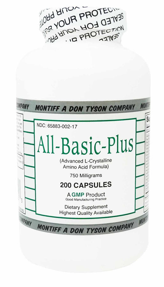 All Basic Plus bottle top view highlighting convenient daily amino acid support