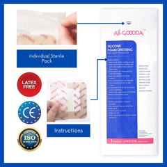 All GOOODA silicone foam dressing on skin, waterproof and breathable