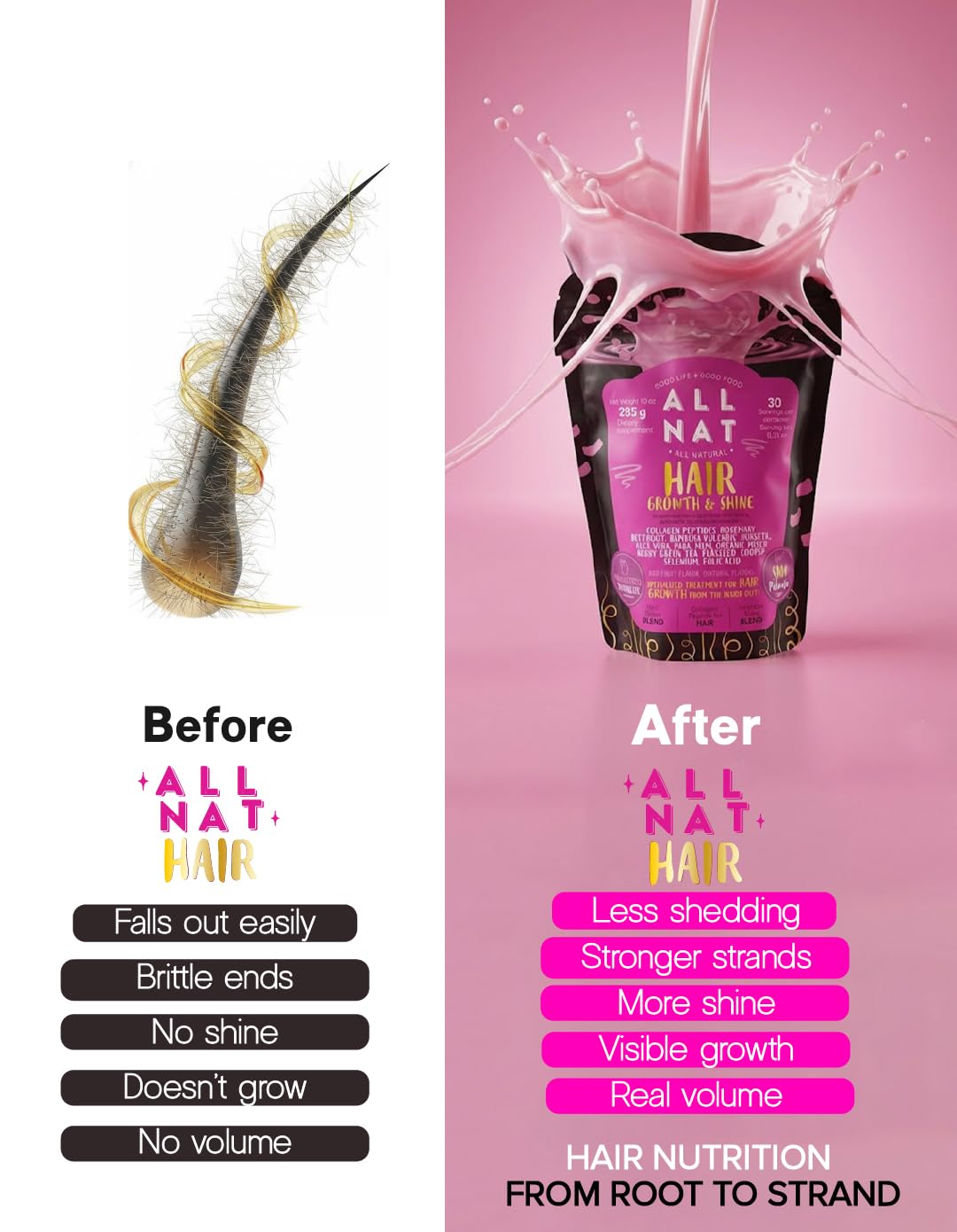 ALL NAT Red Fruit Flavor powder being stirred for a delicious mix