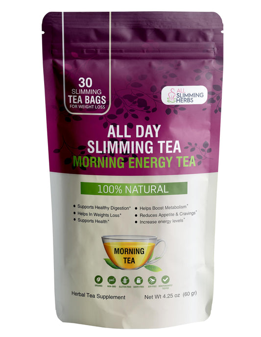 All Slimming Herbs Daytime Tea pouch front showing packaging for natural energy
