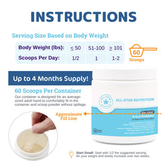 All-Star Nutrition Bio-Heal probiotic dosing spoon demonstrates convenient serving.