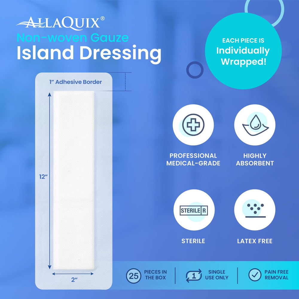AllaQuix basic dressing central absorbent pad captures drainage with minimal pain.