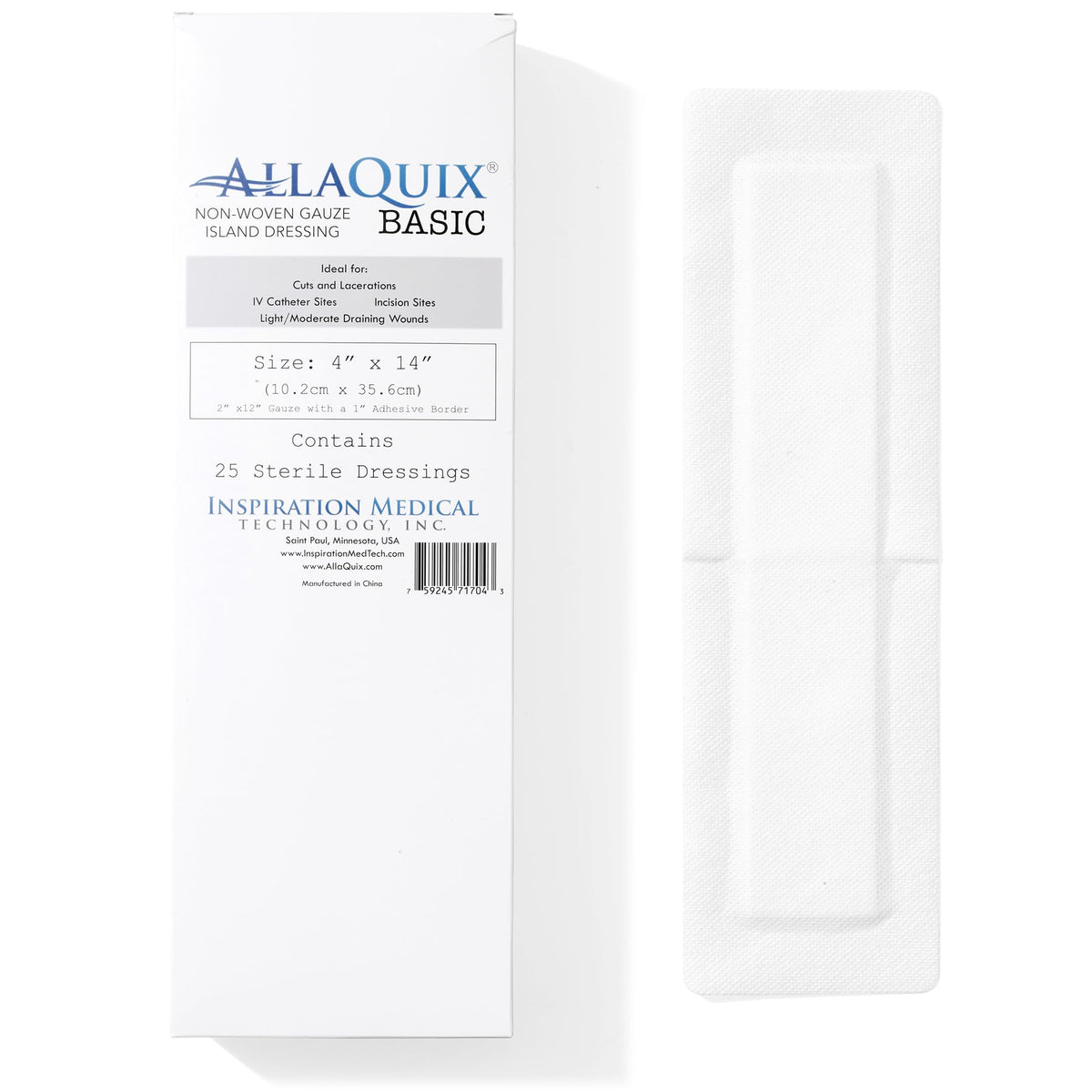AllaQuix Basic dressing with adhesive border for secure, tape-free wound coverage.