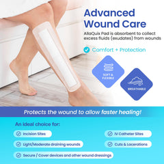 AllaQuix soft breathable latex-free dressing contours to skin for gentle wear.