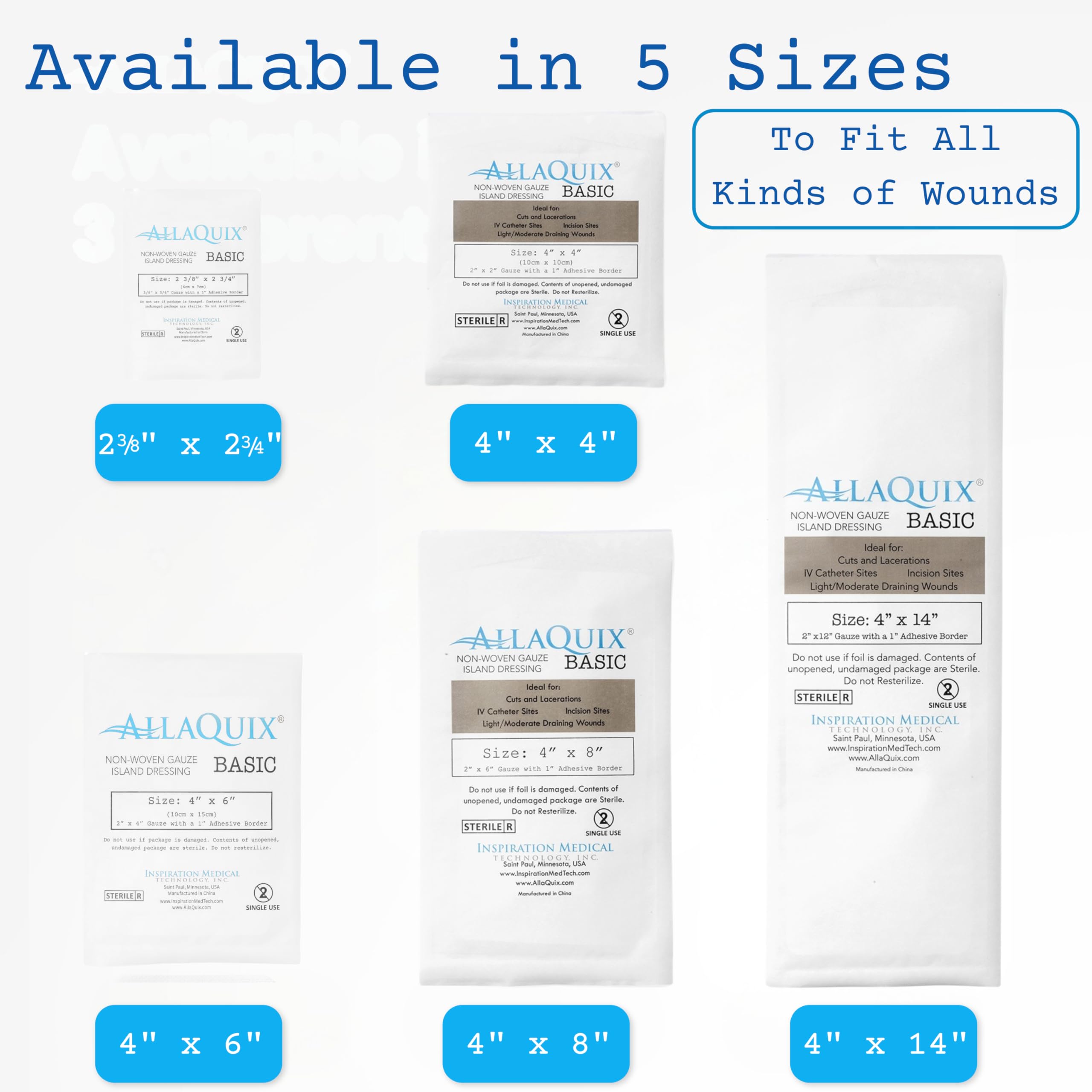AllaQuix basic gauze dressing suited for surgical aftercare and large wound coverage.