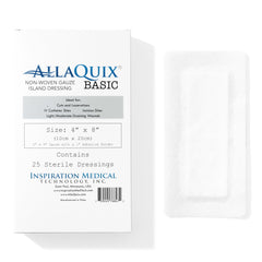 AllaQuix Basic gauze island dressing 4x8 with adhesive border for secure wound coverage.