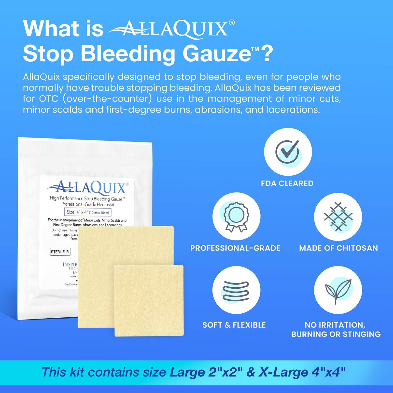 AllaQuix Gauze roll being applied to a minor cut
