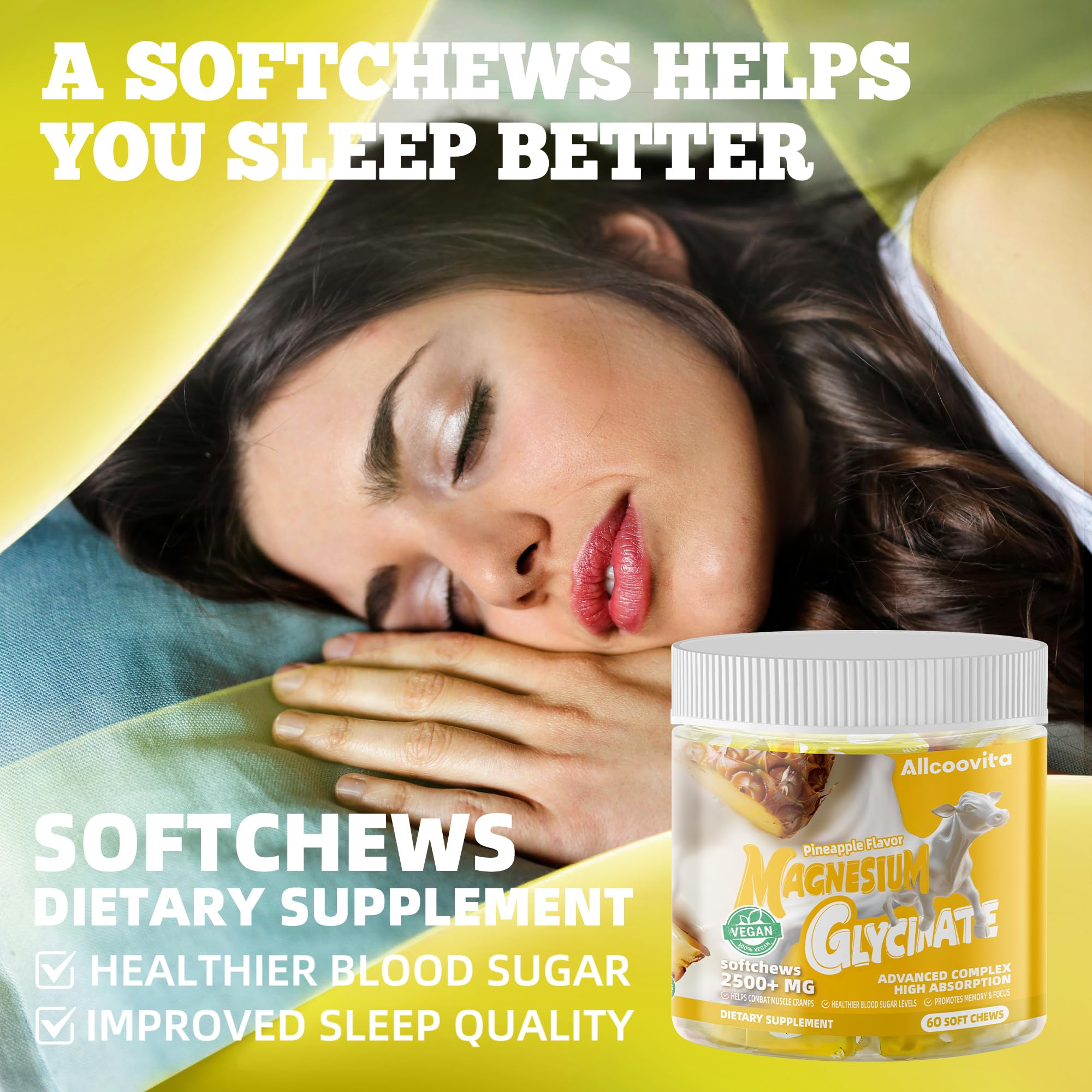 Allcoovita chews placed by calendar for daily routine reminder.