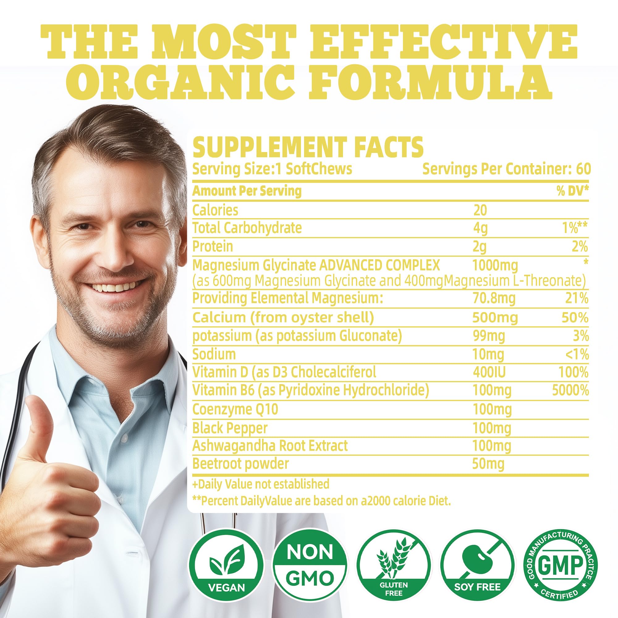 Allcoovita sealed bottle reveals 60 chews for a two-month supply.