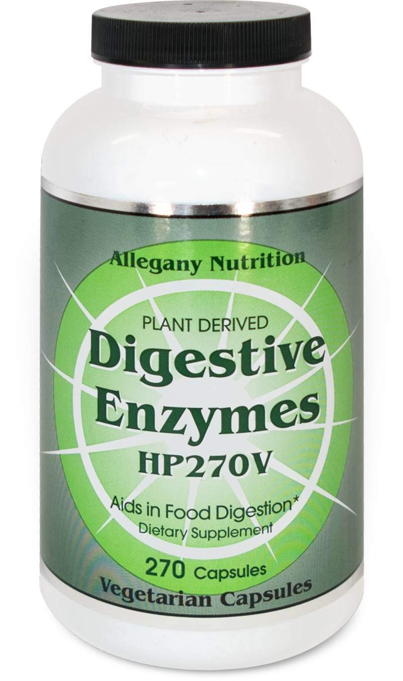 Allegany Nutrition Digestive Enzymes HP bottle front shows vegan capsules for gentle digestion support