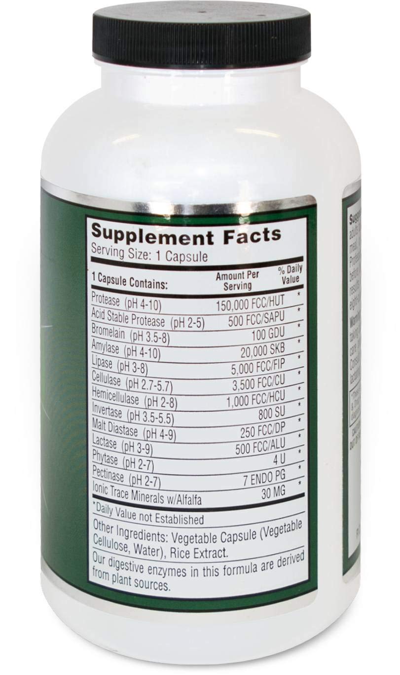 Allegany Nutrition Digestive Enzymes HP capsules closeup highlights plant-derived enzymes and wide pH range