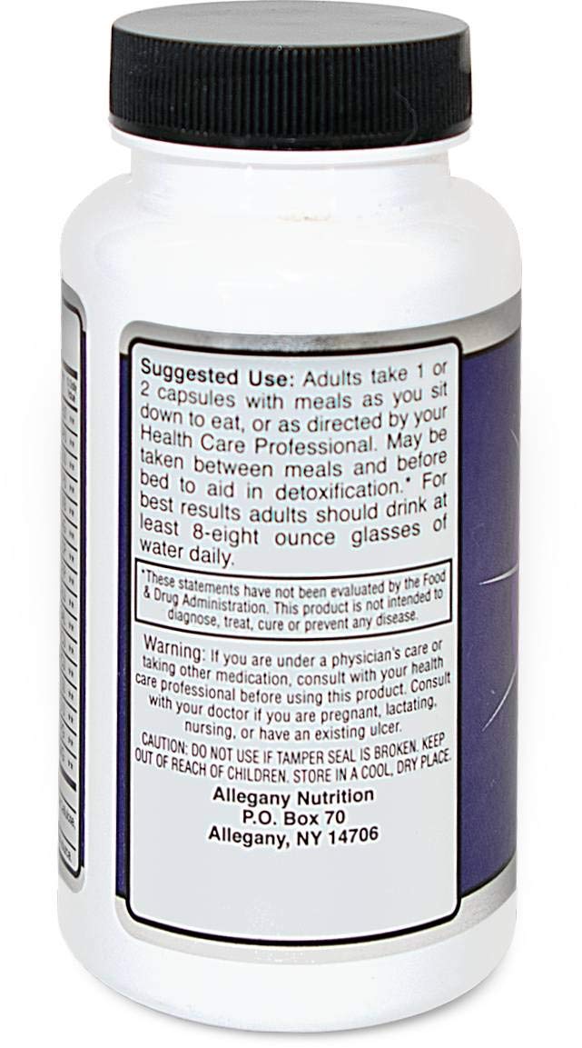 Allegany Nutrition MF90 Digestive Enzymes packaging label highlights plant-derived enzymes.