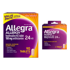 Allegra 24-hour relief tablets bottle for all-day allergy support