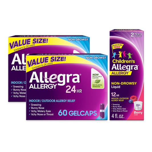 Allegra adult 24HR gelcaps box showing packaging for non-drowsy relief