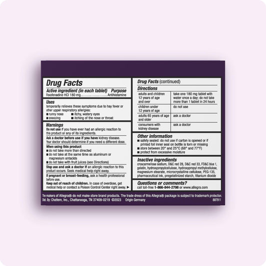 Allegra gelcaps closeup highlights non-drowsy formula for daytime use.