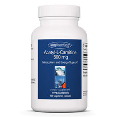 Allergy Research Group Acetyl-L-Carnitine 500mg bottle for daily energy support.