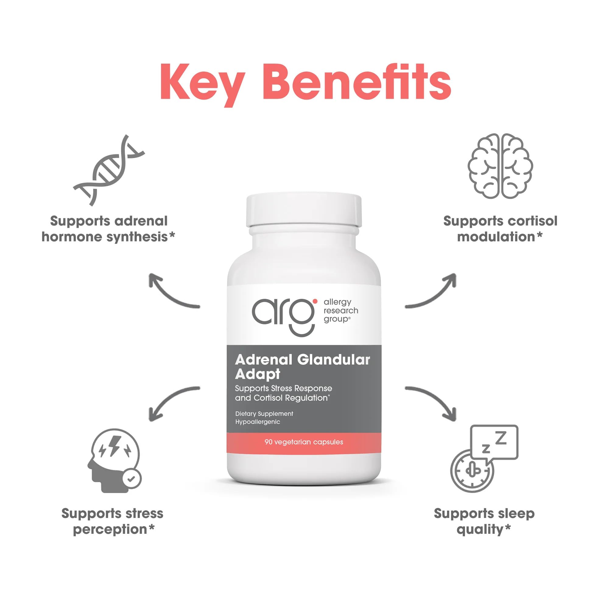 Allergy Research Group Adrenal Glandular Adapt hypoallergenic vegetarian capsules for sensitive users