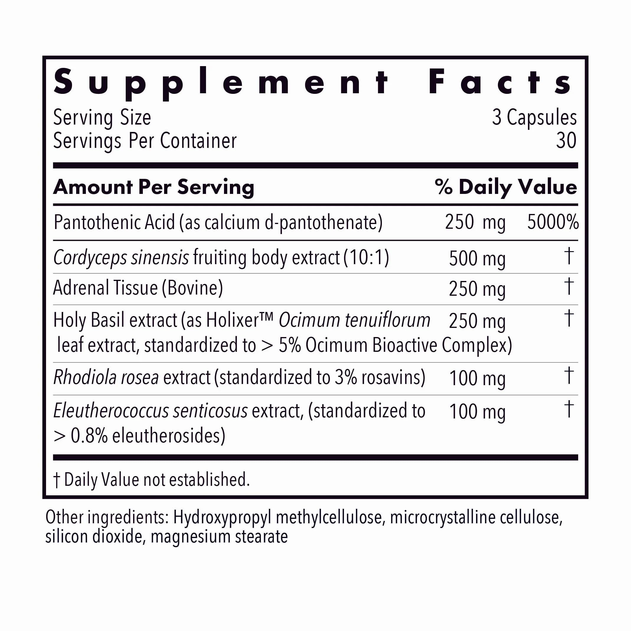 Allergy Research Group Adrenal Glandular Adapt contains Pantothenic Acid for energy metabolism