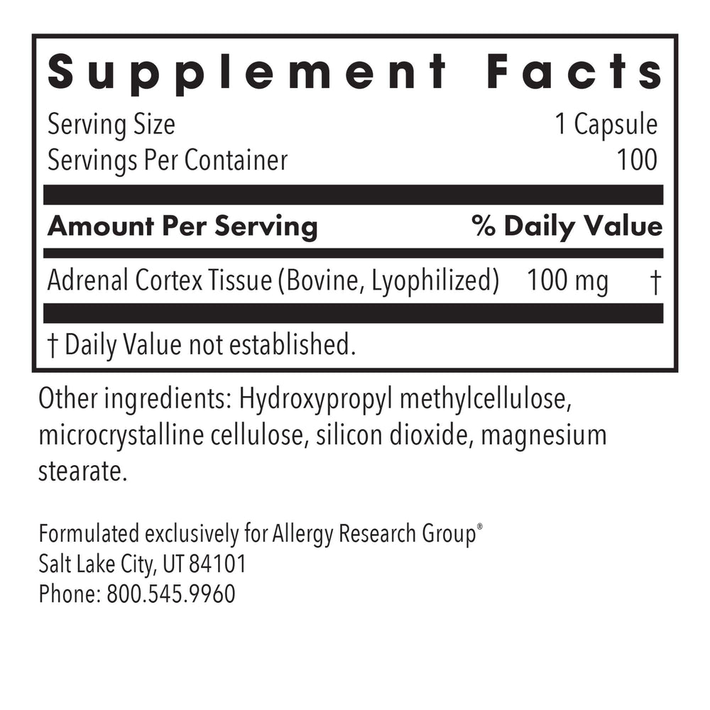 ARG Adrenal Cortex capsules provide convenient servings that may support metabolic balance.