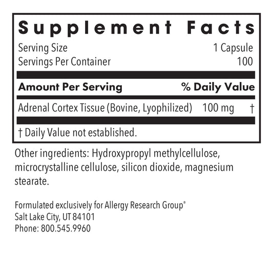 ARG Adrenal Cortex capsules provide convenient servings that may support metabolic balance.