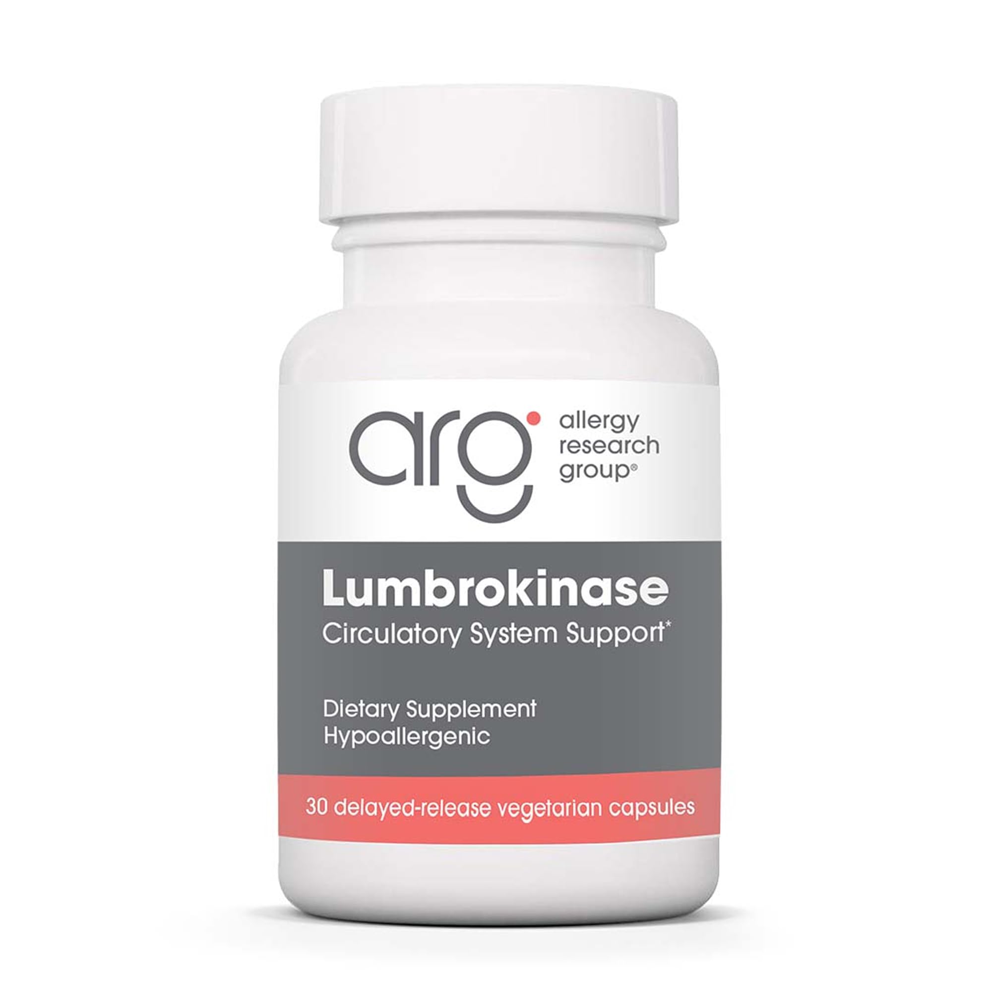 Allergy Research Group ARG Lumbrokinase bottle for circulatory support.