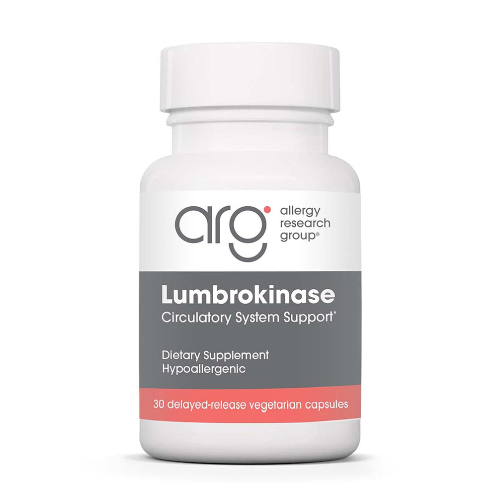 Allergy Research Group ARG Lumbrokinase bottle for circulatory support.