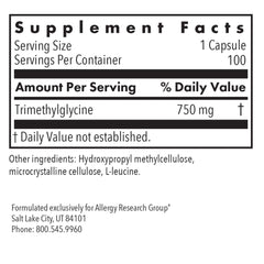 ARG TMG label close-up emphasizing pure formula and hypoallergenic ingredients
