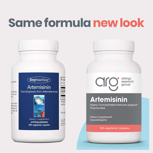 Allergy Research Group Artemisinin capsules presented as a vegetarian supplement.