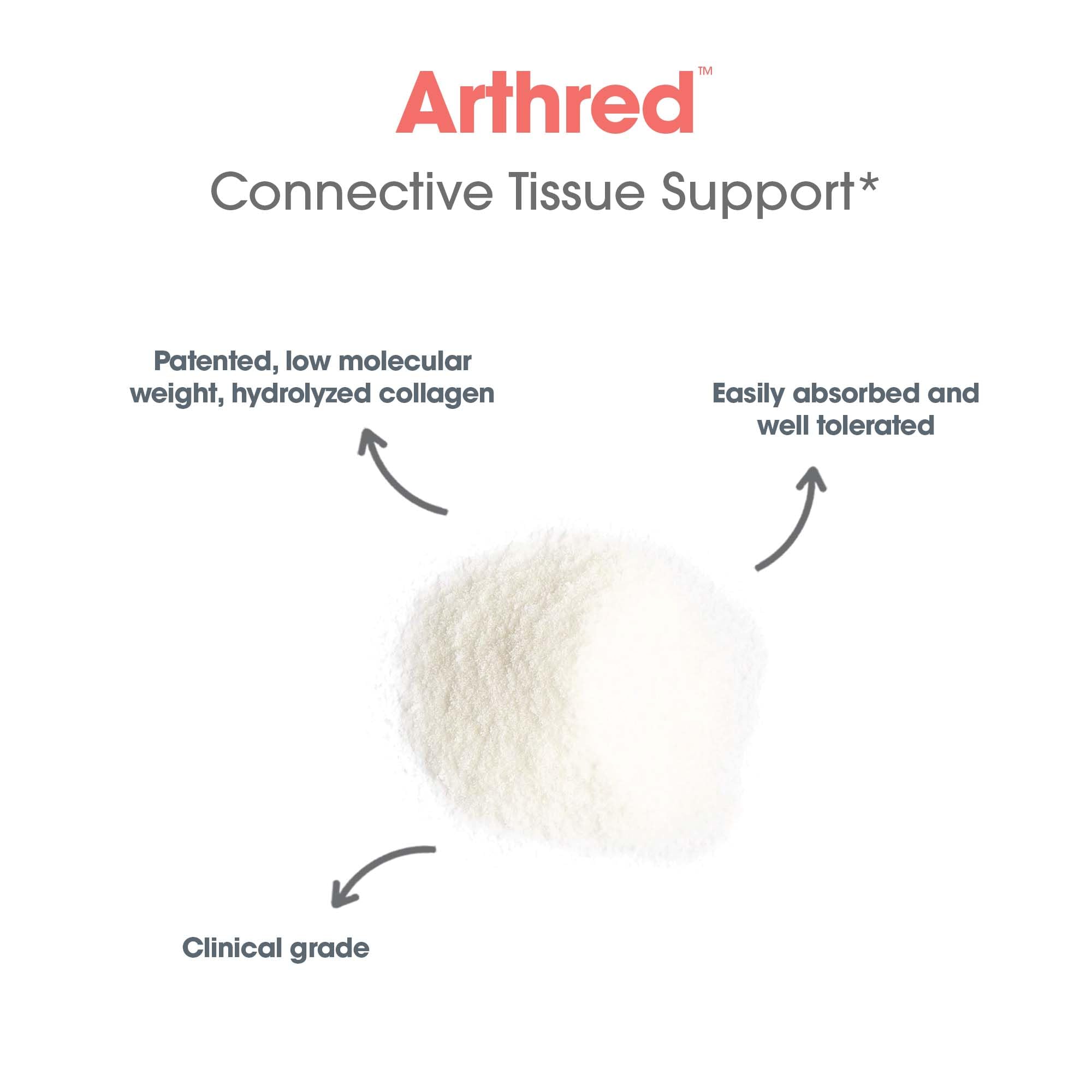 Allergy Research Group Arthred powder stirred into drink for convenient daily nutrition.