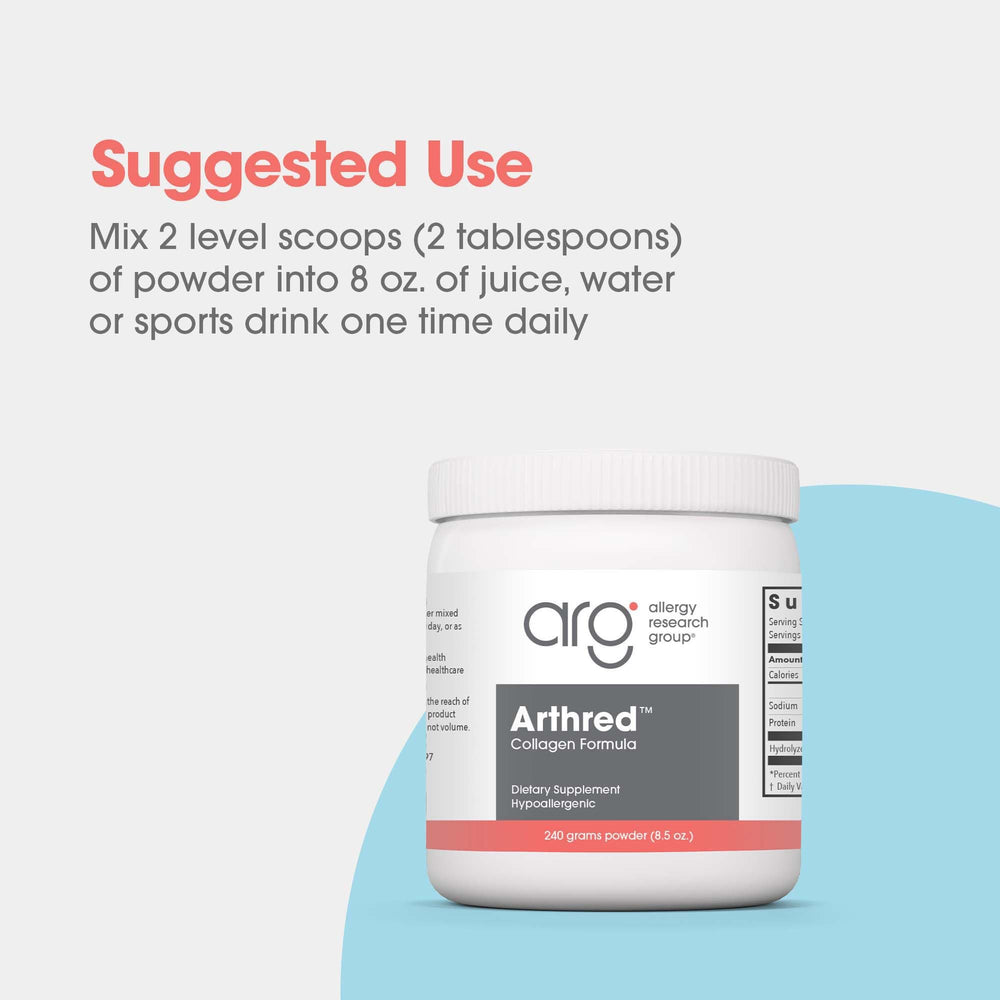 Allergy Research Group Arthred scoop measures two tablespoons for consistent dosing.
