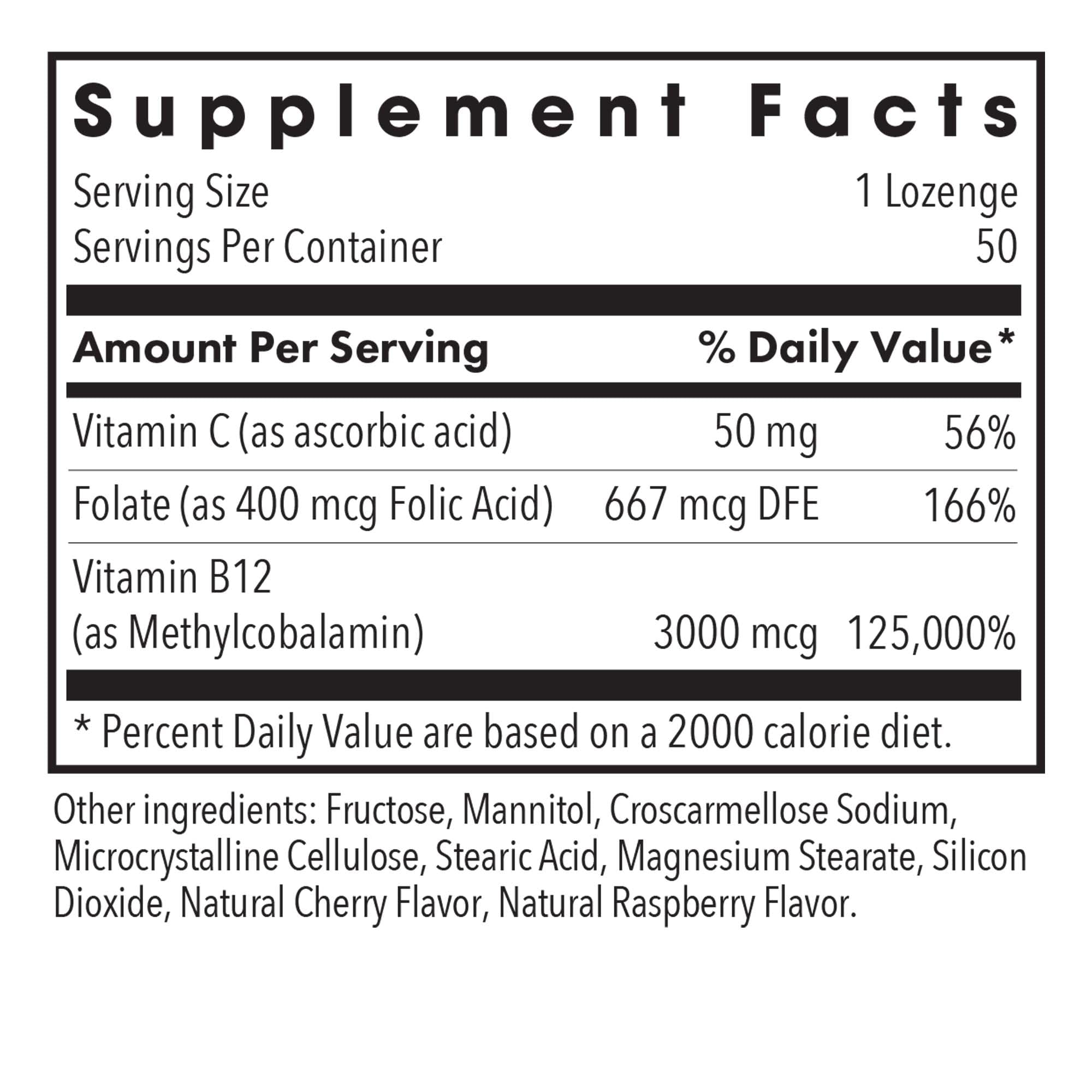 Allergy Research Group B12 lozenge under-tongue package, convenient absorption
