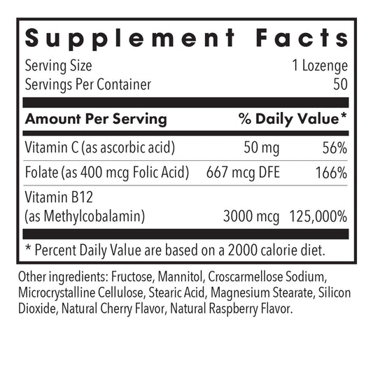 Allergy Research Group B12 lozenge under-tongue package, convenient absorption