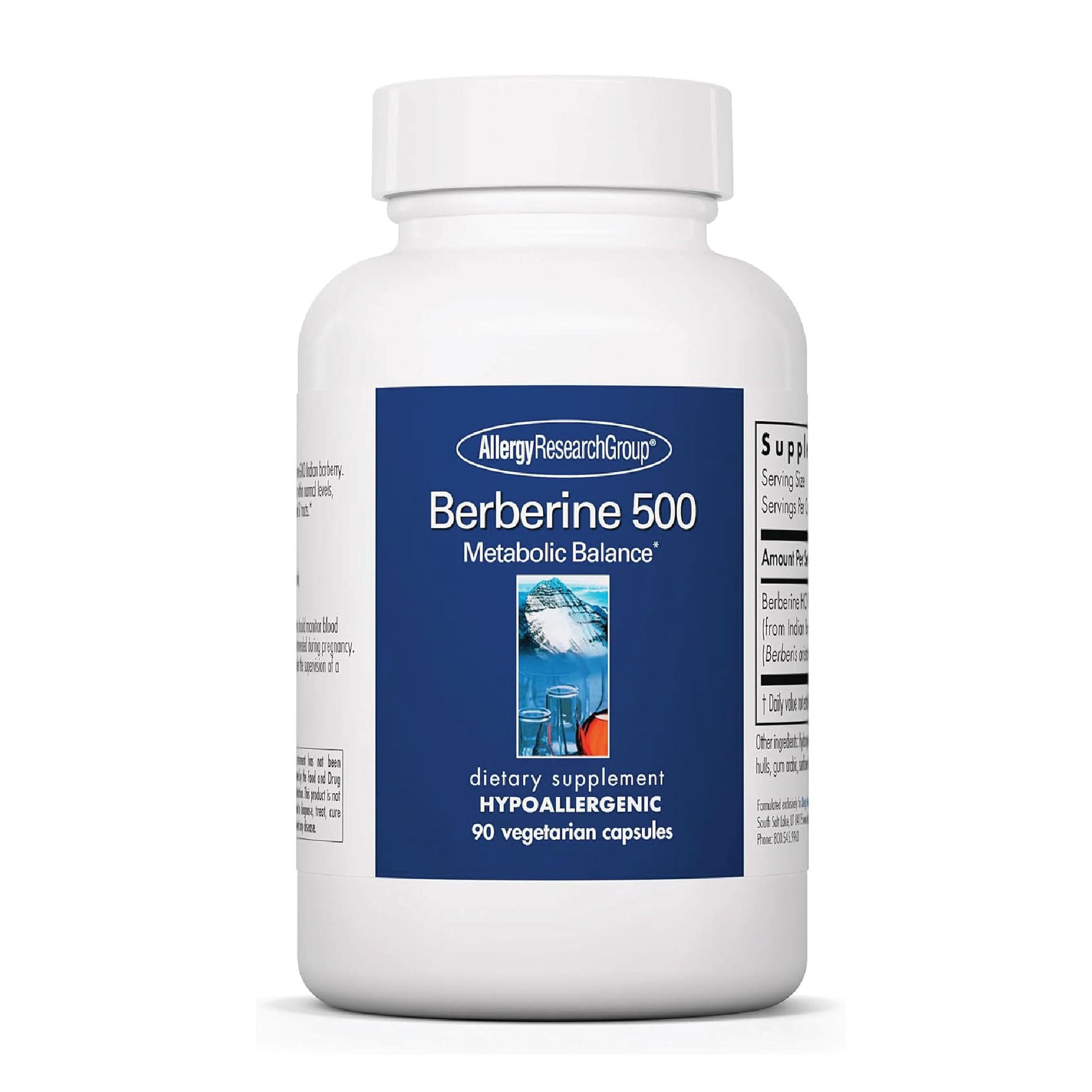 Allergy Research Group berberine 500mg bottle for metabolic support.