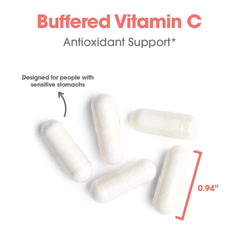 Allergy Research Group Buffered Vitamin C powder on white background shows gentle stomach formula