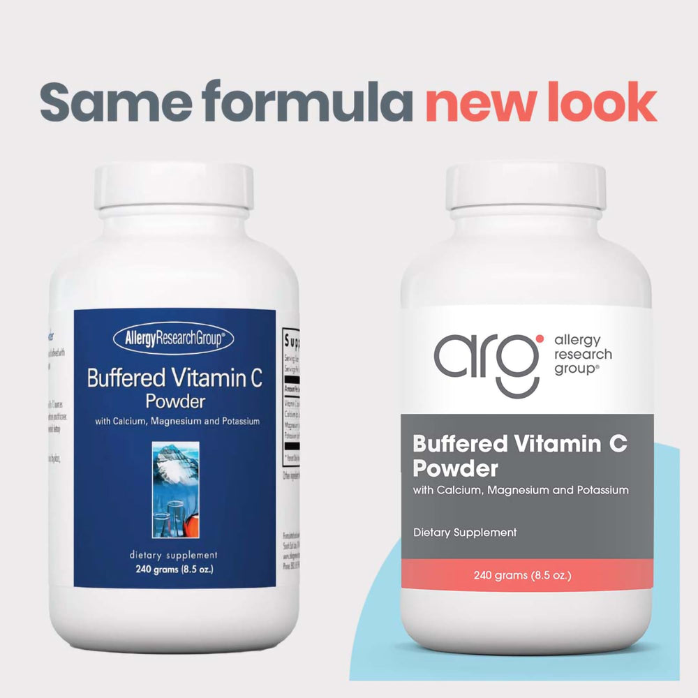 Allergy Research Group Buffered Vitamin C powder scoop ready for measured servings