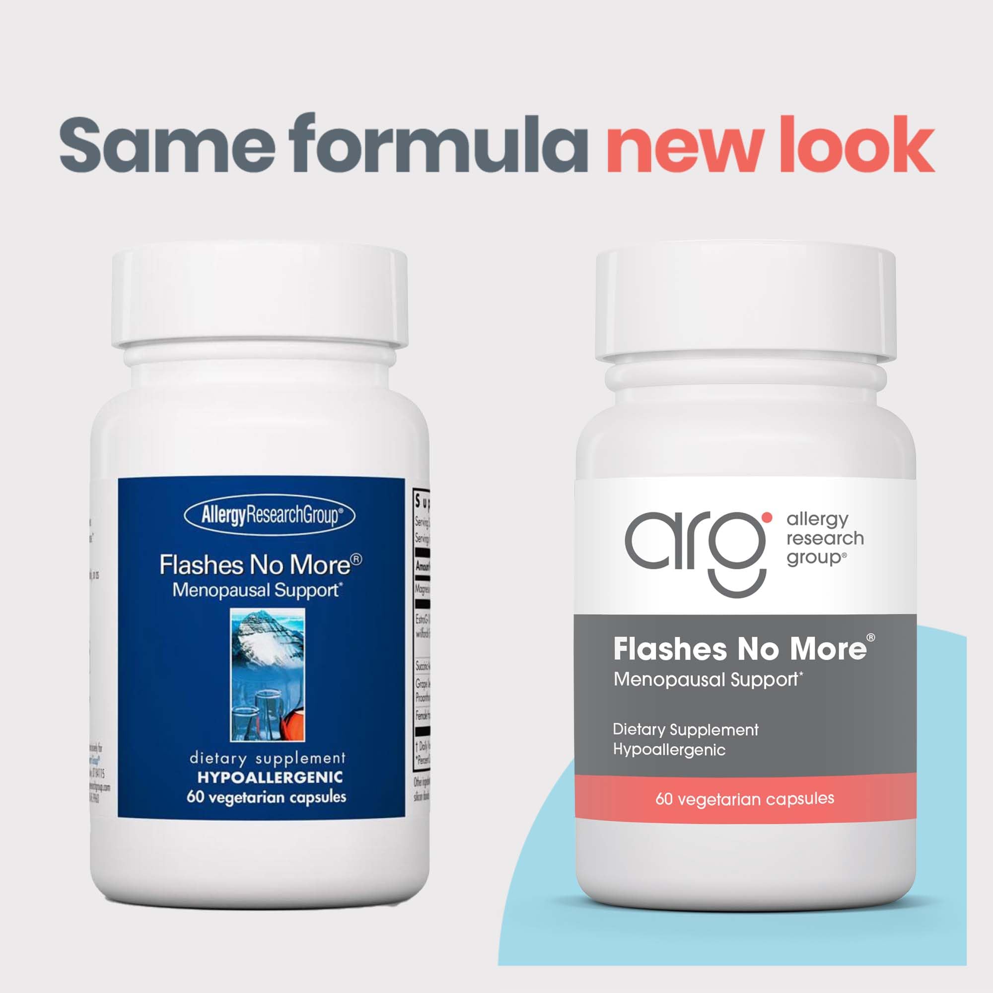 Closeup of Allergy Research Group capsules suggesting easy daily dosing for menopause relief