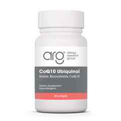 Allergy Research Group CoQ10 Ubiquinol bottle showing 60 capsules for daily energy support