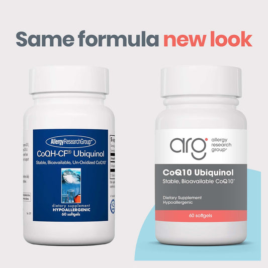 Allergy Research Group CoQ10 Ubiquinol capsules ready for daily antioxidant use