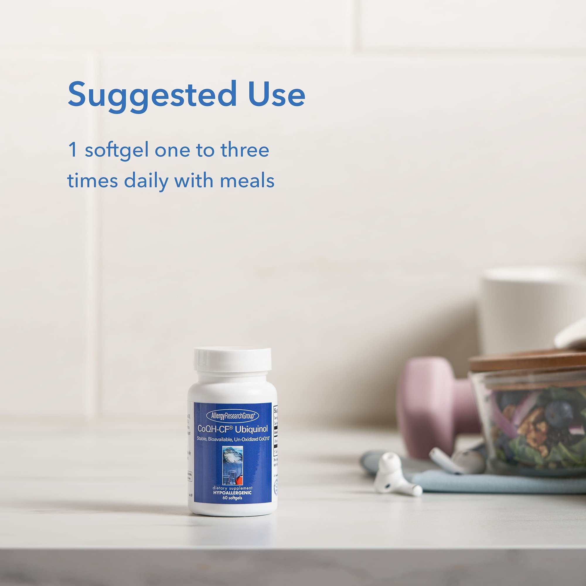 Allergy Research Group CoQ10 ubiquinol morning routine with capsules