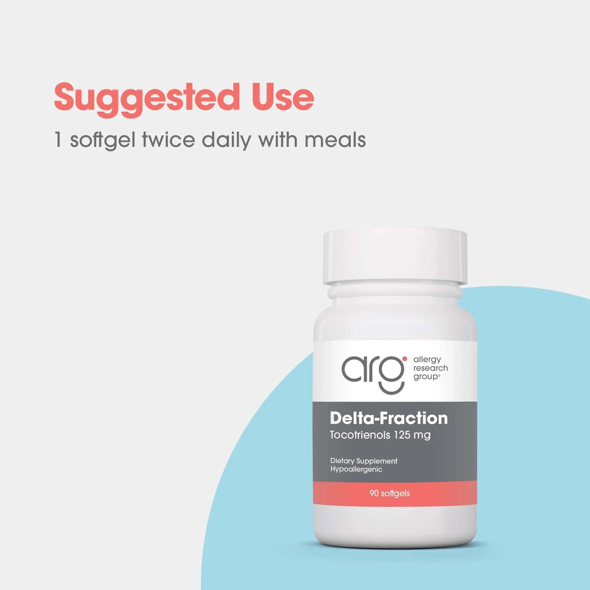 Allergy Research Group logo signals doctor-developed, high-quality tocotrienol formula for wellness.