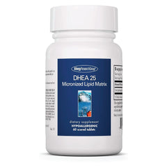 Allergy Research Group DHEA capsules on bottle, micronized lipid matrix for absorption
