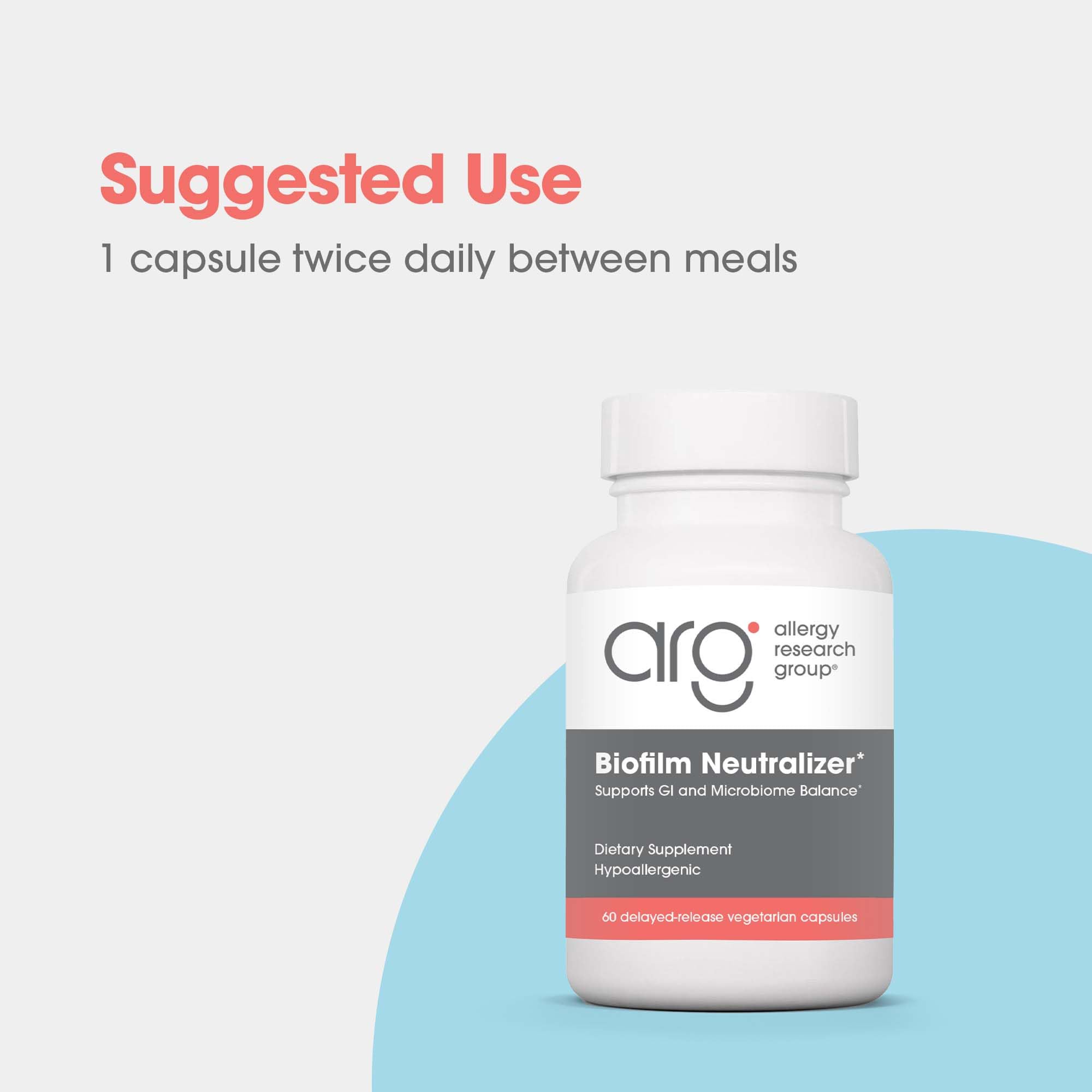 Allergy Research Group EDTA formulation bottle suggesting biofilm disruption potential.