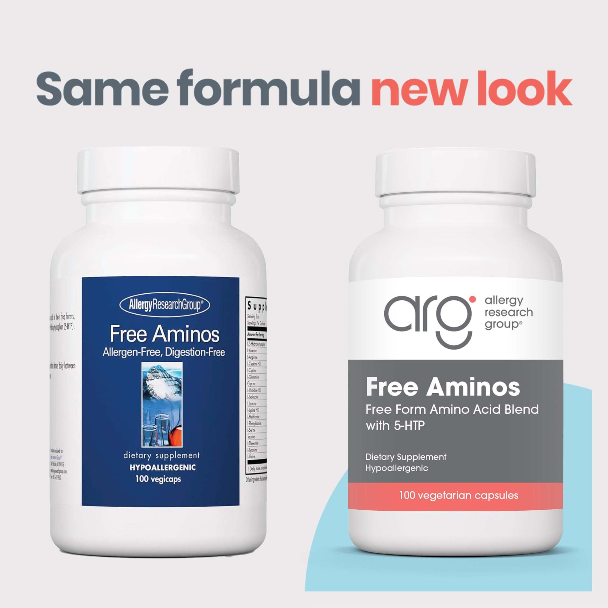 Close-up of free-form amino acids capsules highlighting hypoallergenic formula