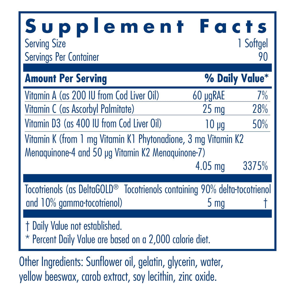 Allergy Research Group Full Spectrum Vitamin K softgels close-up, convenient daily supplementation