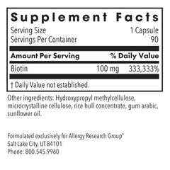 HiBiotin capsules packaging illustrates easy daily dosing and metabolism support